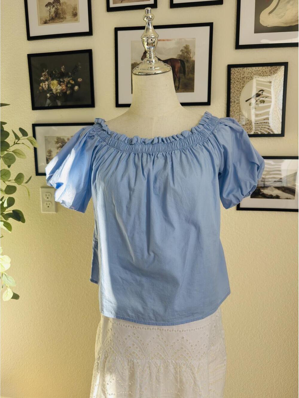 H&M Divided Light Blue Off-Shoulder Blouse- Size XS